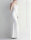 billige BLÅ-Mermaid  Trumpet Quinceanera Kjoler Elegant Kjole Bryllup Bryllup Gæst Gulvlængde Uden Ærmer En Skulder Polyester med Slids