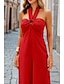 preiswerte Party-Overalls-Damen Normal Overall Elegant Einfarbig Ärmellos Neckholder Rückenfrei Party Normale Passform Schwarz Weiß Rote Sommer
