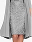preiswerte Mamas Kleidersets-Kleid SeBrautmutterkleid Elegant Einfach Rundhals Knie-Länge Polyester Langarm mit Unifarbe Abschlusskleid 2025