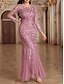 preiswerte Unter 129,99 $-Kleid Mutter der Braut Kleid Elegant Party Rundhalsausschnitt Bodendland Polyester Langarm mit Stickerei 2025
