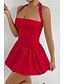 preiswerte Abschlusskleider-Damen Minikleid Weißes Kleid Abschlusskleid Neckholder-Kleid Mode Modern Abschlussfeier Date Teegesellschaft Normale Passform Einfach Ärmellos Neckholder Hellrosa Schwarz Weiß Rote Sommer