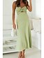 abordables Robes décontractées blanches-Femmes Robe Midi Robe Blanche Robe de remise des diplômes Mode Vacances Anniversaire Fête Coupe régulière Uni Sans manches Sans bretelles Blanche Jaune Vert Été