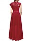 abordables Semi-formal / Cóctel-Vestido de madre de la novia vestido de invitada elegante casual cuello joya de longitud completa de manga corta con encaje