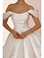 cheap Weddings &amp; Events-Engagement Little Graduation White Dresses Wedding Dresses A-Line Off Shoulder Short Sleeve Short / Mini Satin Bridal Gowns With Pleats Ruched