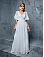 preiswerte Unter 129,99 $-Kleid Brautmutterkleid Elegant V-Ausschnitt Bodenkörper Polyester Halber Ärmel mit Einfarbig