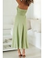 abordables Robes décontractées blanches-Femmes Robe Midi Robe Blanche Robe de remise des diplômes Mode Vacances Anniversaire Fête Coupe régulière Uni Sans manches Sans bretelles Blanche Jaune Vert Été