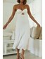 abordables Robes décontractées blanches-Femmes Robe Midi Robe Blanche Robe de remise des diplômes Mode Vacances Anniversaire Fête Coupe régulière Uni Sans manches Sans bretelles Blanche Jaune Vert Été