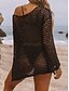 voordelige Strandtops-Dames Badmode Cover-up Zwemjurk Badpak Cut-out Vakantie Strandkleding Effen Kleur Ronde Hals Lange Mouwen Badpakken