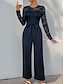 billiga Mammas jumpsuits-Jumpsuit  Byxdress Mor-till-Bride Elegant Avslappnad Juvelhals Golvlängd Polyester Lång Ärme med Spets