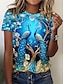 ieftine Tricouri Damă-Pentru femei Tricou Topuri de vară Grafic Animal Clasic Casual Manșon scurt Stil Nautic Crop Tops Zilnic Sfârșit de săptămână Imprimeu Curcubeu Vară Primăvară Toamnă
