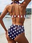 abordables Traje de baño del Día de la Independencia-Bañador Patriótico de Mujer Bikini de 2 Piezas Traje de Baño Cheeky Sin Espalda Vacaciones Playa Gráfica Bandera Cuello Halter Sin Mangas Trajes de Baño