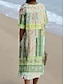 abordables Robe Boho-Femmes Robe Midi Robe d&#039;Été Vacances Occasionnel Chaussures de plage Quotidien Sortir Coupe Ample Graphique Tribal Manche Courte Col en V Rose Claire Violet Vert Été