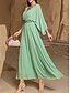 baratos Abaixo de 129,99 $-Vestido Verde Mãe da Noiva Elegante Casual Decote V Comprimento do Chão Chiffon Mangas 3/4 com Cristais