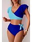 voordelige Bikinisets-Dames Zwemkleding Bikini Zwempak Hoog getailleerd Tropisch Strand Kleding Kleurenblok V-Wire Mouwloos Badpakken