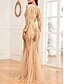abordables NOIR-Robe mère de la mariée robe élégante pour la fête col rond longueur sol mélange coton manches longues avec sequins