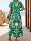 economico Abiti Boho-Per donna Vestito longuette Prendisole Abito linea A Festività Informale Boho A farfalla Da mare Spiaggia Standard Pop art Fantasia geometrica Motivo cashemire Manica corta Girocollo Blu chiaro Viola