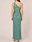 voordelige Schoen Avondjurken-Sheath  Kolom Beaded Jurk Celebrity Style Jurk Formele Bruiloft Gast Vloerlengte Mouwloos Één Schouder Chiffon met Bloemen Beading Pailletten Splits