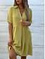 preiswerte Weiße Freizeitkleider-Damen Minikleid Weißes Kleid blusenkleid Casual kleid Sommerkleid Modisch Klassisch Modern Täglich Wochenende Regular Fit Glatt Halbe Ärmel Hemdkragen Schwarz Weiß Rote Blau Sommer