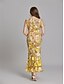 economico Semi-formale / Cocktail-Abiti da Quinceanera Sirena  Tromba Abito Elegante Matrimonio Ospite di Matrimonio Lunghezza alla Caviglia Maniche Corte Collo a Giro in Poliestere con Ricamo