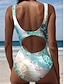 abordables Maillots de bain une pièce-Maillots de Bain Femme Monokini Une Pièce Sans Dos Vacances Plage Ombre U Col Manches Sans Manche Maillots de Bain