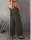 preiswerte Kunst &amp; Design Jumpsuit-Damen-Jumpsuit aktiv einfarbig ärmellos U-Ausschnitt Urlaub täglich lockere Passform Schwarz Armeegrün Rot Sommer