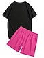 voordelige Bedrukte T-shirts voor heren-Voor heren Palmboom 2 stuks T-shirts sets Zomer tops Korte mouw Korte broek Strakke ronde hals Sport Casual Strandvakantie Buiten Urheilu Dagelijks 3D-afdrukken Zomer Zwart Groen Rood