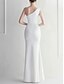 billige BLÅ-Mermaid  Trumpet Quinceanera Kjoler Elegant Kjole Bryllup Bryllup Gæst Gulvlængde Uden Ærmer En Skulder Polyester med Slids