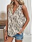 ieftine Top cu dungi și geometric-Cămașă pentru femei Camisole Top Grafic Puncte Stilat Casual Fără Mâneci Guler în V Regulat Topuri Zilnice Producție Roz Verde Bej Vară