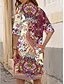 preiswerte Boho Kleid-Damen Mini-Kleid Shift Kleid Formal Urlaub Täglich Reguläre Passform Grafik Paisley 3/4 Ärmel V-Ausschnitt Rot Lila Grün Sommer Frühling