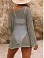 voordelige Strandtops-Dames Badmode Cover-up Zwemjurk Badpak Cut-out Vakantie Strandkleding Effen Kleur Ronde Hals Lange Mouwen Badpakken