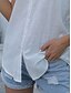 abordables Chemises-Chemisier féminin blouse couleur unie quotidienne stylée décontractée à manches courtes col chemise tops réguliers quotidien lin-like boutons noir blanc rose gris été printemps