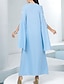 preiswerte Unter 129,99 $-Kleid Brautmutterkleid Elegant Lässig V Ausschnitt Bodenlang Polyester Langarm mit Knöpfe 2025
