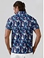 abordables Hauts-Homme T-shirt POLO Bleu de minuit Manche Courte Top Tenue de golf Vêtements Tenues Porter des vêtements