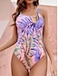 preiswerte Einteilige Badeanzüge-Frauen Badeanzüge Einteiliger Monokini Badeanzug Rückenfrei Bauchkontrolle Hohe Taille Schmal Urlaub Strandmode Blätter U-Ausschnitt Ärmellose Badeanzüge