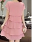 baratos Vestido Simples-Vestido Mini Feminino Vestidos de Trabalho Vestido Formal Convidada de Casamento Festa da Noite Ajuste Regular Gráfico Manga Curta Gola Redonda Preto Rosa Vermelho Vinho Verão