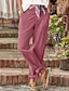 abordables Pantalón liso de lino y algodón-Mujer Pantalones cortos de lino y algodón Pantalones inspirados en el lino Pantalones de lino y algodón Moda Ropa de calle Longitud total Cintura Media Plano Bolsillo Cintura elástica Al Aire Libre