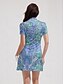cheap Golf Dresses-Women&#039;s Golf Dress Dark Navy Light Blue Short Sleeve Sun Protection Dress Paisley Ladies Golf Attire Clothes Outfits Wear Apparel
