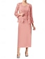 preiswerte Unter 129,99 $-Kleid-Sets Brautmutterkleid Hochzeitsgast Elegant Einfach Rundausschnitt Bodenlang Polyester Langarm mit Einfarbig 2025