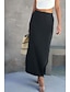 abordables Jupes décontractées-Femmes Jupe Moulant Occasionnel Midi Taille Basse Jupes Uni Fendu Micro-Élastique Rue Sortir Noir Blanche Chameau Été Polyester