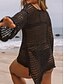 voordelige Strandtops-Dames Badmode Cover-up Zwemjurk Badpak Cut-out Vakantie Strandkleding Effen Kleur Ronde Hals Lange Mouwen Badpakken