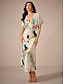 abordables Robes de vacances-robe d&#039;invité de mariage pour femme élégante robe maxi tie dye à manches courtes col en V imprimé coupe ample robe d&#039;été blanche bleue violette quotidienne