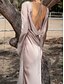 economico Matrimonio Informale / Di Giorno-Abiti da festa sirena  tromba Abito elegante Ospite di matrimonio lunghezza totale manica lunga spalle scoperte in poliestere senza schienale con strappi per derby