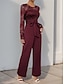 billiga Mammas jumpsuits-Jumpsuit  Byxdress Mor-till-Bride Elegant Avslappnad Juvelhals Golvlängd Polyester Lång Ärme med Spets