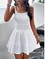 voordelige Afstudeerjurken-Dames Mini-jurk Witte jurk Afstudeerjurk Casual jurk Zomerjurk Modieus Klassiek Modern Dagelijks Strand Weekend Normale pasvorm Effen Mouwloos Spaghettibandjes Wit Marine Blauw Groen Zomer
