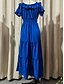 billiga Enkel klänning-Kvinnors Plus Size Maxi Klänning A-linje Klänning Mjölkfrö Klänning Off The Shoulder Klänning Puffärmad Klänning Semester Utomhus Daglig Regular Fit Enfärgad Kort Ärmd Off Shoulder Svart Gul Röd