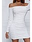 voordelige Afstudeerjurken-Dames Mini-jurk Witte jurk Afstudeerjurk Bodycon Modieus Modern Vakantie Verjaardag valmistuminen Normale pasvorm Effen Lange mouw Schouderafhangend Zwart Wit Wijn Rood Zomer