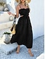 preiswerte Abschlusskleider-Damen Langes Kleid Maxikleid Weißes Kleid Abschlusskleid Freizeitkleid Schwingkleid Mode Modern Täglich Strand Wochenende Normale Passform Einfach Ärmellos Spaghettiträger Schwarz Weiß Gelb Blau