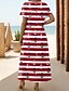 preiswerte Hawaiian-Kleider-Damen Maxikleid T-Shirt-Kleid Sommerkleid Shiftkleid Urlaub Lässig Strand Party Strand Normale Passform Geometrisch Gestreift Meer Kurzarm Rundhalsausschnitt Rote Blau Grün Sommer Frühling