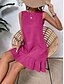 abordables Robe Simple-Robe Mini Femme Robe Off The Shoulder Décontractée Extérieure Coupe Régulière Graphique Sans Manches Col Rond Bleu Fuchsia Vert Abricot Été