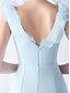 baratos AZUL-Vestidos de Quinceanera Sereia  Trompete Vestido Elegante Convidada de Casamento Longo Sem Mangas Decote em V Spandex com Babados